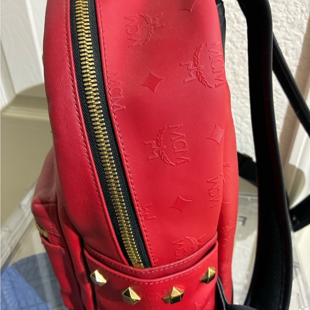 MCM Scarlet Backpack with Gold Accents - Picture 4 of 7